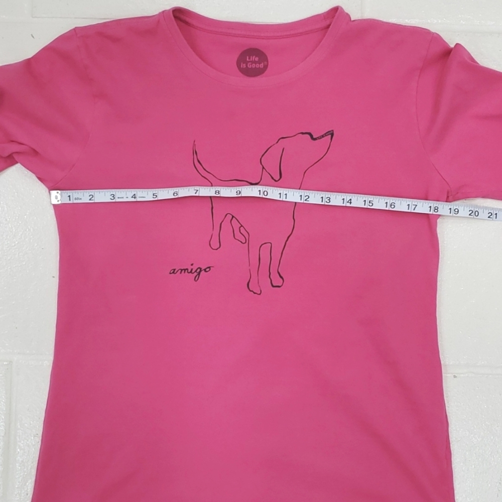Life is Good long sleeve t-shirt women's large pink amingo dog outline graphic - Picture 7 of 15